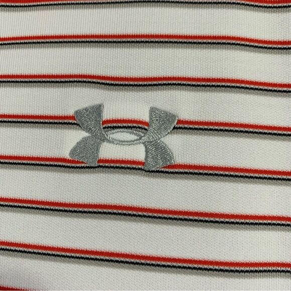 UNDER ARMOUR Men's HeatGear White and Red Stripe Polo Shirt Small #511 - Picture 6 of 9